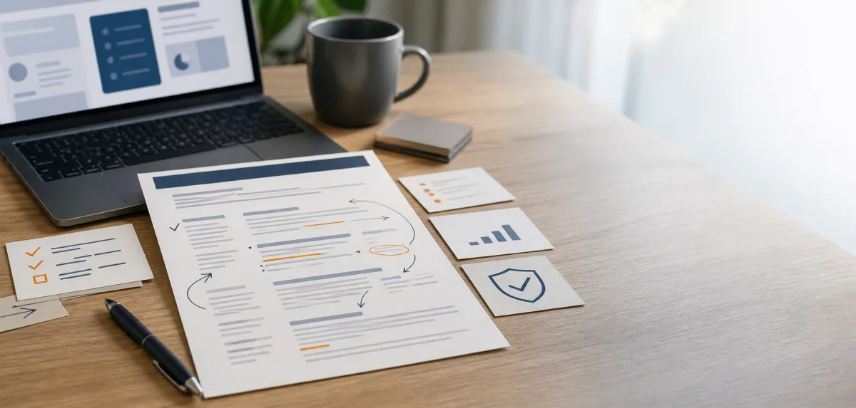 Organized resume structure and notes representing reframing
